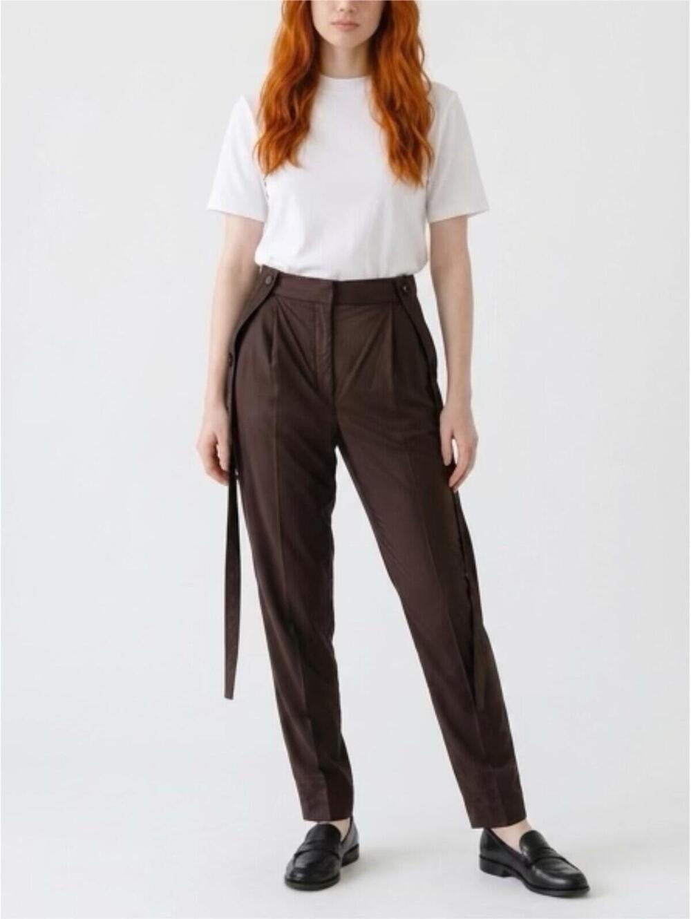 Burberry Women’s Black Chiffon And Jersey Tailored Trousers With Strap Detail...